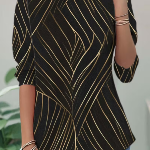 Women Abstract Long Sleeve Tee T-shirt Crew Neck Casual Spring/Fall Tunic Top, JustFashionNow T-Shirts, color:Black|size:XXL,