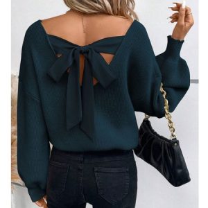 Women Plain Long Sleeve Comfy Elegant Sweater, Sweaters, color:Cyan|size:XL, catalog Noracora shop