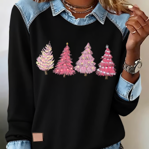 Women Christmas Shawl Collar Vintage Spring/Fall Long Sleeve Sweatshirt, JustFashionNow Sweatshirts & Hoodies, color:Black|size:5XL,