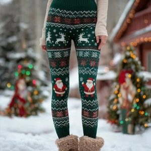 Women Christmas Vintage Spring/Fall Ankle Pants Leggings, Leggings, color:Green|size:4XL, catalog Noracora shop