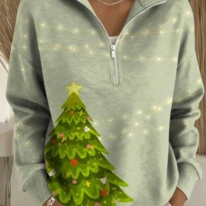Women Christmas Long Sleeve Comfy Casual Sweater, Hoodies & Sweatshirts, color:Lightgreen|size:4XL, catalog Noracora shop
