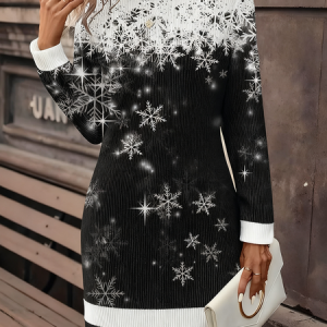 Women Christmas Autumn Dress Crew Neck Long Sleeve H-Line Dress, Dresses, color:Color2|size:4XL, catalog Noracora shop