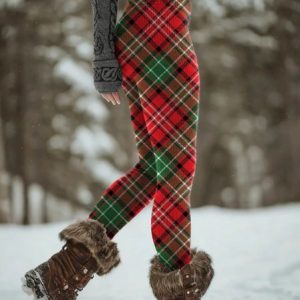 Women Christmas Vintage Spring/Fall Ankle Pants Leggings, Leggings, color:Wine Red|size:4XL, catalog Noracora shop