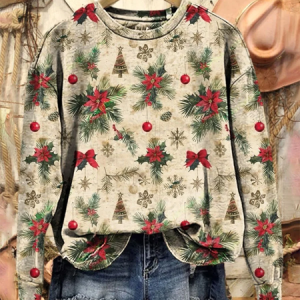 Casual Crew Neck Christmas Sweatshirt Printing, Hoodies & Sweatshirts, color:Oatmeal|size:XXL, catalog Noracora shop