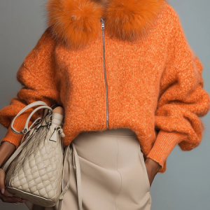 Casual Plain Shawl Collar Sweater Cardigan, Cardigans, color:Orange|size:XXL, Stylewe