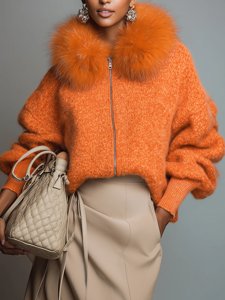 Casual Plain Shawl Collar Sweater Cardigan, Cardigans, color:Orange|size:XXL, Stylewe