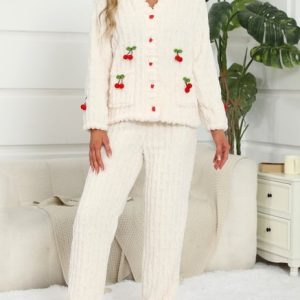 Women Plain Two-Piece Set Daily Long Sleeve Casual Spring/Fall Top With Pants Matching Set, Jumpsuits&Rompers, color:Off White|size:XL, catalog Noracora shop