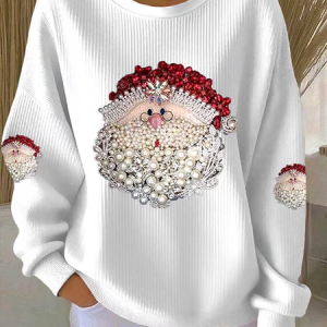 Casual Crew Neck Santa Claus Sweatshirt Printing, Hoodies & Sweatshirts, color:White|size:5XL, catalog Noracora shop
