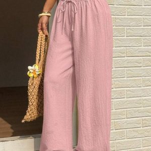 Women Plain Long Pants Casual Spring/Fall Trousers, Pants, color:Pink|size:3XL, catalog Noracora shop