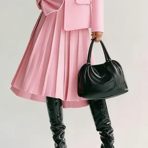 Urban Buttoned Plain Midi Skirt, Skirts, color:Pink|size:XXL, Stylewe