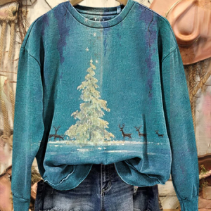 Women Christmas Crew Neck Printing Casual Spring/Fall Long Sleeve Sweatshirt, JustFashionNow Sweatshirts & Hoodies, color:Blue|size:XXL,