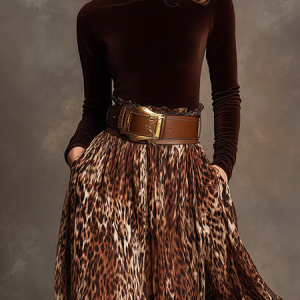 Velvet Urban Plain Turtleneck T-shirt, Tees, color:Brown|size:XXL, Stylewe