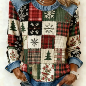 Vintage Crew Neck Christmas Sweatshirt Printing, Hoodies & Sweatshirts, color:As Picture|size:4XL, catalog Noracora shop
