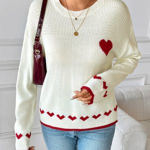 Women Cotton Plain Long Sleeve Comfy Casual Sweater, Sweaters, color:White|size:L, catalog Noracora shop