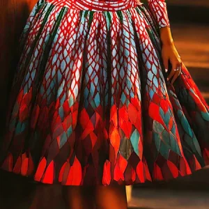 Elegant Printing Random Print Midi Skirt, Skirts, color:As Picture|size:XXL, Stylewe