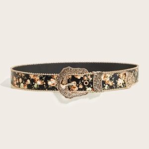 Bohemian Style Fashion High-end Personality Versatile Subculture Retro Floral Jeans Hot Girl Women's Belt, JustFashionNow Belts, color:Golden|size:One-size,