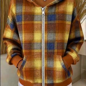 Women Spring/Fall Outerwear Vintage Geometric Long Sleeve Hoodie Jacket, Coats, color:Yellow|size:4XL, catalog Noracora shop