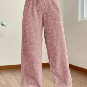 Women Plain Long Elastic Waist Pants Casual Spring/Fall Trousers, Pants, color:Pink|size:3XL, catalog Noracora shop