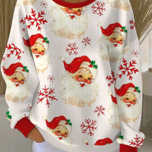 Women Santa Claus Crew Neck Printing Casual Spring/Fall Long Sleeve Sweatshirt, JustFashionNow Sweatshirts & Hoodies, color:As Picture|size:XXL,