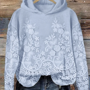 Women Floral Spring/Fall Printing Long Sleeve Casual Daily Hoodie, JustFashionNow Sweatshirts & Hoodies, color:Blue|size:5XL,