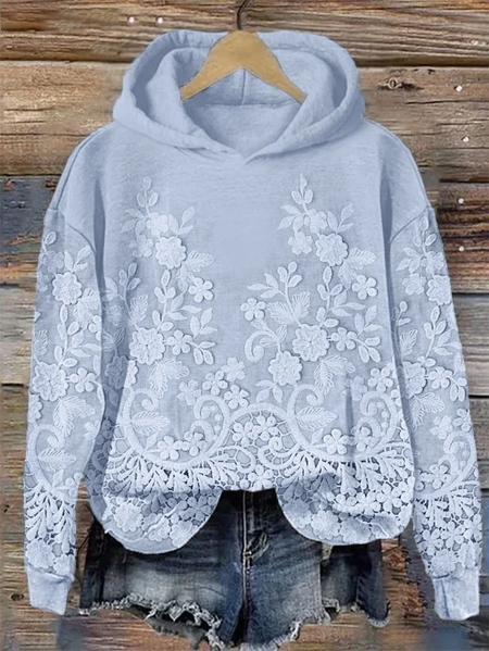 Women Floral Spring/Fall Printing Long Sleeve Casual Daily Hoodie, JustFashionNow Sweatshirts & Hoodies, color:Blue|size:5XL,