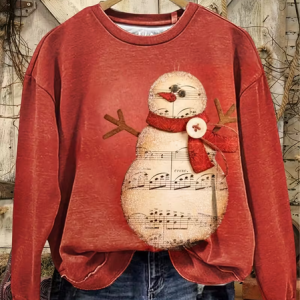Women Christmas Snowman Crew Neck Printing Casual Spring/Fall Long Sleeve Sweatshirt, JustFashionNow Sweatshirts & Hoodies, color:Red|size:XXL,