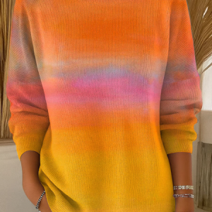 Women Abstract Long Sleeve Comfy Casual Printing Sweater, Sweaters, color:Yellow|size:5XL, catalog Noracora shop