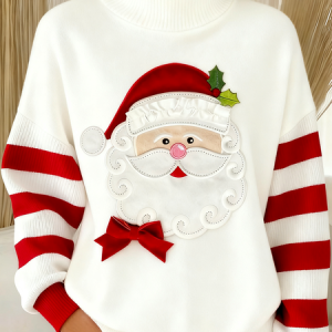 Women Striped Long Sleeve Comfy Vintage Sweater, Sweaters, color:White|size:4XL, catalog Noracora shop