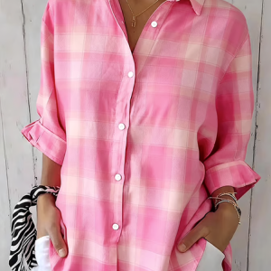 V Neck Long Sleeve Geometric Regular Micro-Elasticity Regular Fit Shirt For Women, Shirts, color:Color3|size:3XL, catalog Noracora shop