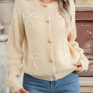 Women Cotton Plain Long Sleeve Comfy Casual Cardigan, Cardigans, color:Light Khaki|size:L, catalog Noracora shop