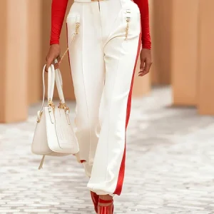 Casual Color Block Pockets Cargo Pants, Pants, color:Red|size:XXL, Stylewe