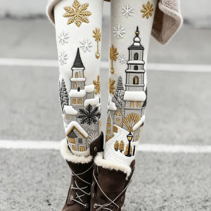 Women Christmas Casual All Season Printing Long Leggings, JustFashionNow Leggings, color:White|size:XXL,