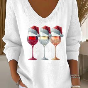Women Cotton Christmas Long Sleeve Comfy Casual Sweater, Hoodies & Sweatshirts, color:White|size:4XL, catalog Noracora shop
