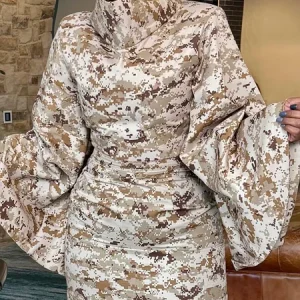 Elegant Camo Printing Turtleneck Blouse, Blouses and Shirts, color:As Picture|size:XXL, Stylewe