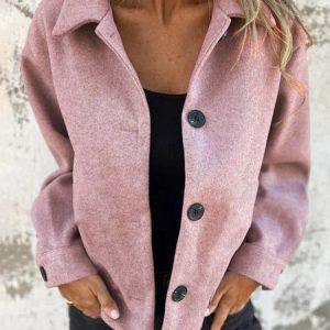 Women Spring/Fall Outerwear Vintage Split Joint Plain Long Sleeve Shawl Collar Jacket, JustFashionNow Jackets, color:Pink|size:3XL,