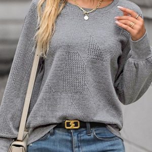 Casual Crew Neck Geometric Sweatshirt, Hoodies & Sweatshirts, color:Light Gray|size:XL, catalog Noracora shop