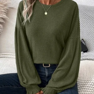 Crew Neck Modal Loose Elegant Knit Top, T-shirts, color:Army Green|size:XXL, catalog Noracora shop
