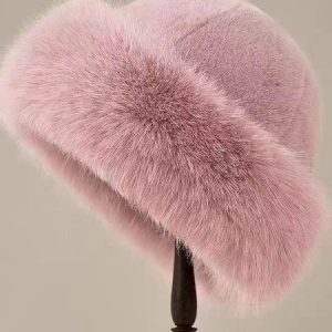 Plush Mongolian Hat For Women Thickened Autumn And Winter Windproof Cold-proof Warm Basin Hat Imitation Mink Fur Earmuffs Fisherman Hat, Hats, color:Pink|size:One-size, catalog Noracora shop