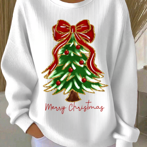 Women Christmas Crew Neck Printing Casual Spring/Fall Long Sleeve Sweatshirt, JustFashionNow Sweatshirts & Hoodies, color:White|size:4XL,