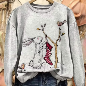 Casual Crew Neck Bird Sweatshirt Printing, Hoodies & Sweatshirts, color:Light Gray|size:XXL, catalog Noracora shop