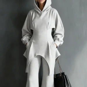Casual Plain Irregular Craftsmanship Hoodie, Hoodies and Sweatshirts, color:Gray|size:XXL, Stylewe