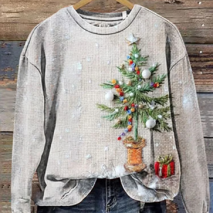 Women Christmas Crew Neck Printing Casual Spring/Fall Long Sleeve Sweatshirt, JustFashionNow Sweatshirts & Hoodies, color:Light Gray|size:XXL,