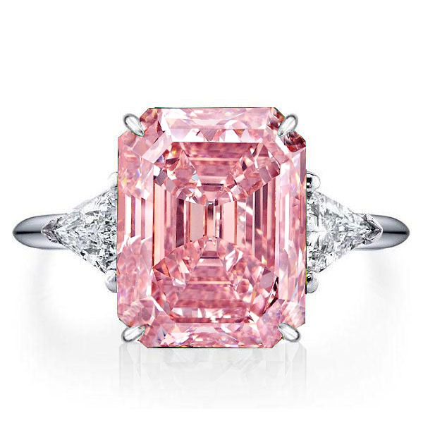 three stone engagement rings - Italo Pink Engagement Ring Emerald Cut Engagement Ring, Italo jewelry - Online Catalog - Image 3
