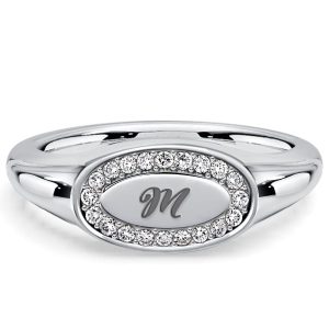 halo engagement rings - Italo Halo Engraved Personalized Signet Ring For Women, Italo jewelry - Online Catalog