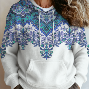 Women Geometric Long Sleeve Comfy Vintage Sweater, Hoodies & Sweatshirts, color:White|size:5XL, catalog Noracora shop