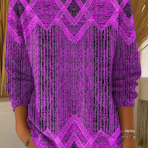 Women Abstract Long Sleeve Comfy Casual Printing Sweater, Hoodies & Sweatshirts, color:Purple|size:5XL, catalog Noracora shop