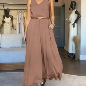 V-Neck Sleeveless Minimalist Versatile Dress Casual Front & Back Reversible Loose Fit Maxi Dress, women Casual Dresses, ChicMe catalog