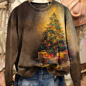 Casual Crew Neck Christmas Sweatshirt Printing, Hoodies & Sweatshirts, color:Brown|size:XXL, catalog Noracora shop