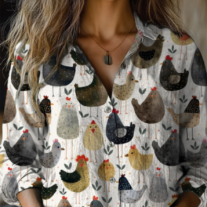 Women's Long Sleeve Shirt Spring/Fall Animal Shirt Collar Holiday Going Out Casual Top, JustFashionNow Shirts, color:White|size:XXL,