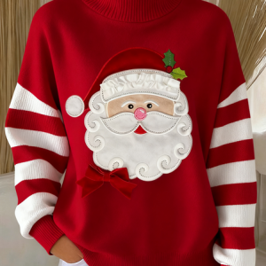Women Striped Long Sleeve Comfy Vintage Sweater, Sweaters, color:Red|size:4XL, catalog Noracora shop